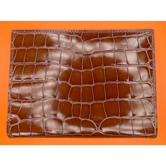 Hermes NIB GM Agenda Cover Cognac Alligator Mississippiensis Lisse - Picture 8 of 10